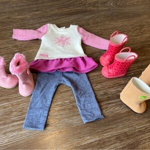 Pink and Gray Kids Dress Set with Boots
